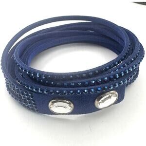 Swarovski Slake Crystal Double Wrap Bracelet Blue Sparkly Costume Jewelry Deluxe